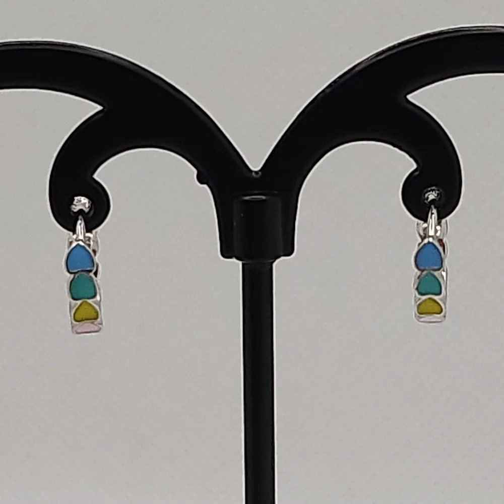 Rainbow heart hoop earrings‎ (NWOT) - Picture 2 of 8